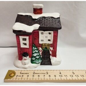 Vtg xmas Ceramic House Candle Holder Holiday Decor slightly used in original box